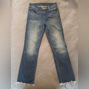 Mother Mid Rise Dazzler Crop Fray Jeans